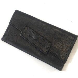 Black embossed leather like clutch